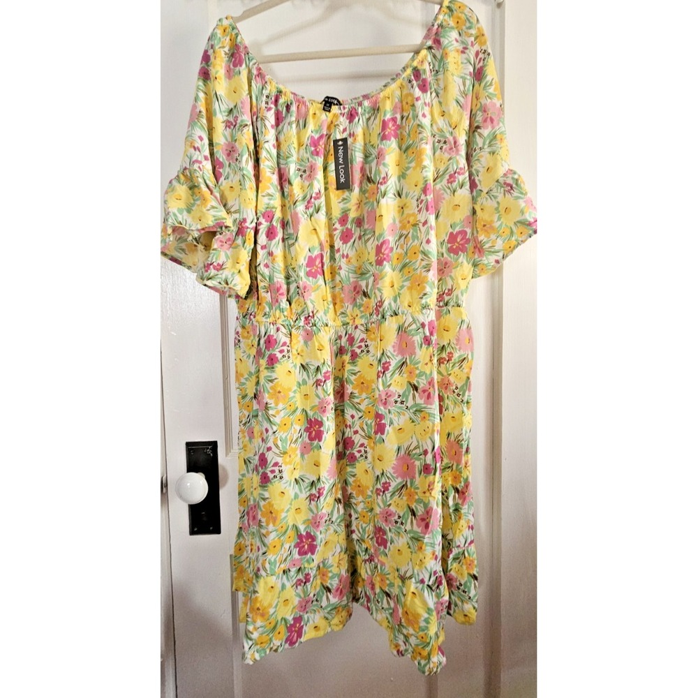 NWT New Look woman Sz 1X floral elbow sleeves cold shoulder neck sundress